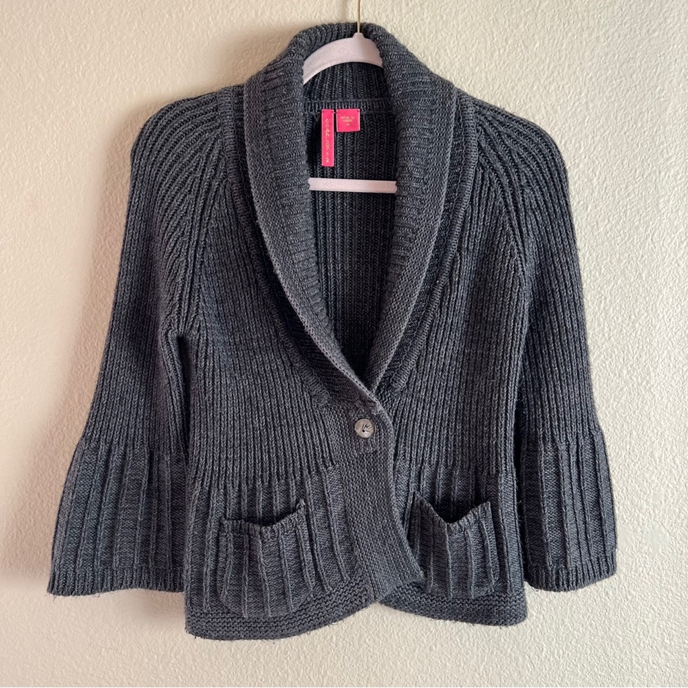 Charlotte Tarantola Women’s Grey cropped 3/4 Sleeve Y2K Vintage Cardigan